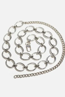 Dynamite Open Ovals Chain Belt Grey Flash Sale