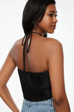 Dynamite Open-Back Halter Top Black Cheap