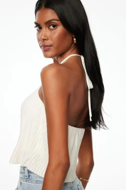 Dynamite Open-Back Halter Top White Flash Sale