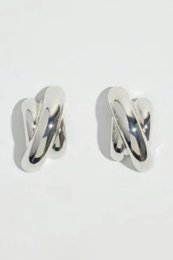 Dynamite Oversized Double Cross Earrings Grey Flash Sale