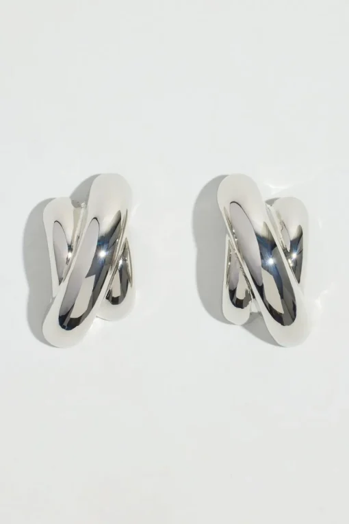 Dynamite Oversized Double Cross Earrings Grey Flash Sale
