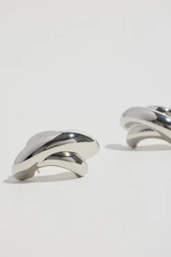 Dynamite Oversized Double Cross Earrings Grey Flash Sale