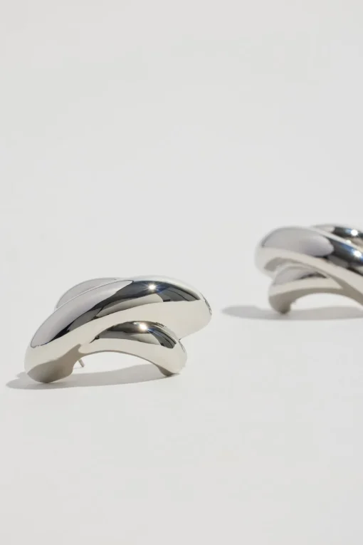 Dynamite Oversized Double Cross Earrings Grey Flash Sale
