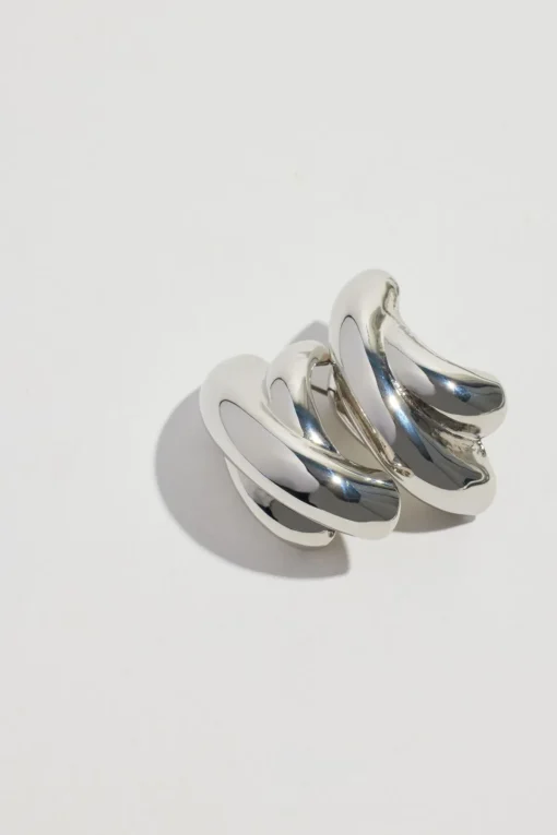 Dynamite Oversized Double Cross Earrings Grey Flash Sale