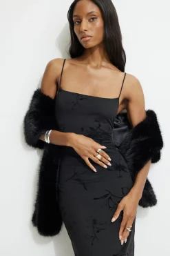 Dynamite Oversized Faux Fur Stole Black Online