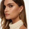 Dynamite Oversized Hammered Heart Earrings Yellow Flash Sale