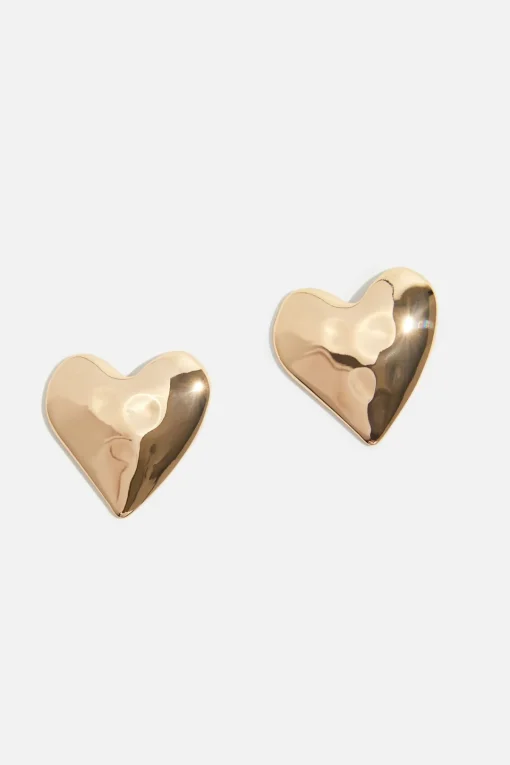Dynamite Oversized Hammered Heart Earrings Yellow Flash Sale