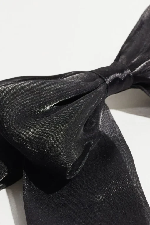 Dynamite Oversized Organza Bow Hair Clip Black Cheap