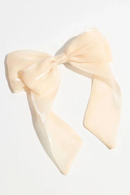 Dynamite Oversized Organza Bow Hair Clip White Cheap