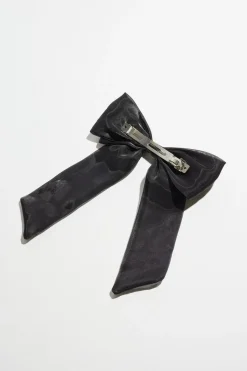 Dynamite Oversized Organza Bow Hair Clip Black Cheap