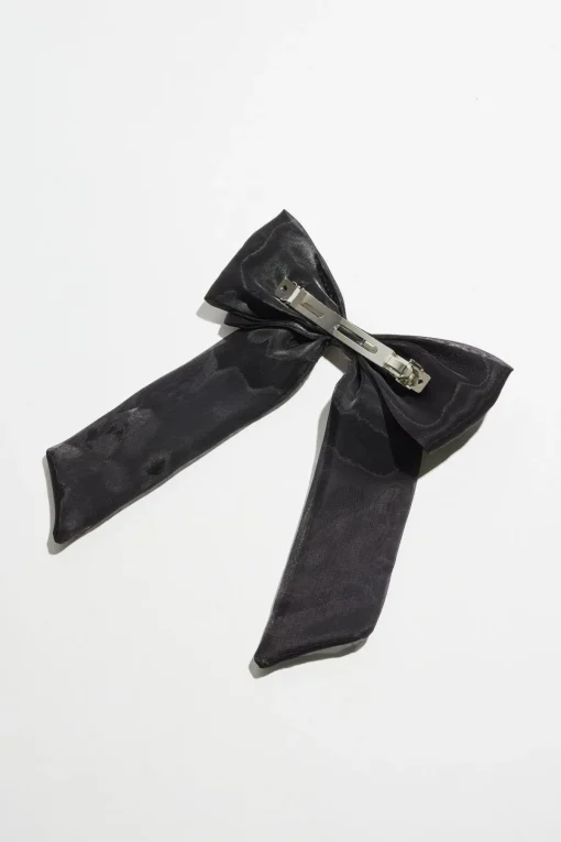 Dynamite Oversized Organza Bow Hair Clip Black Cheap