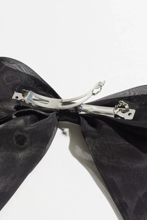 Dynamite Oversized Organza Bow Hair Clip Black Cheap