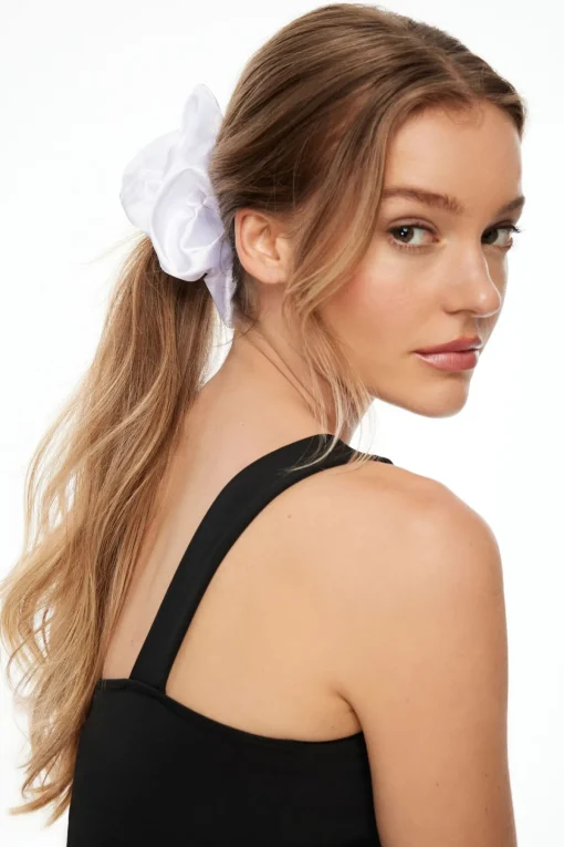 Dynamite Oversized  Satin Scrunchie White Hot