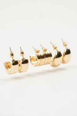 Dynamite 3-Pack Chunky Hoop Earrings Yellow Online