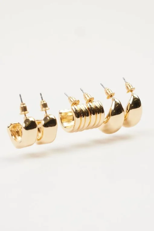 Dynamite 3-Pack Chunky Hoop Earrings Yellow Online