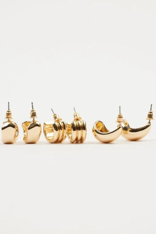 Dynamite 3-Pack Chunky Hoop Earrings Yellow Online