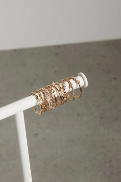 Dynamite 10-Pack Delicate Gem & Pearl Rings Yellow Discount