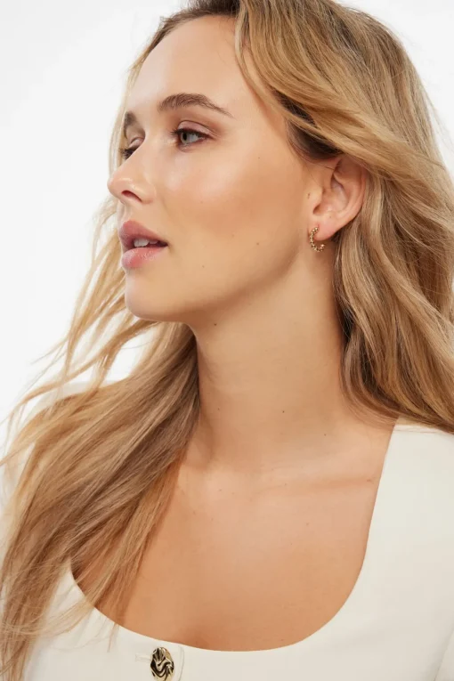 Dynamite 3-Pack Gradient Vintage Hoop Earrings White Cheap