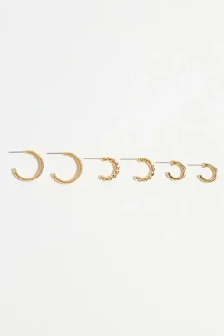 Dynamite 3-Pack Gradient Vintage Hoop Earrings White Cheap