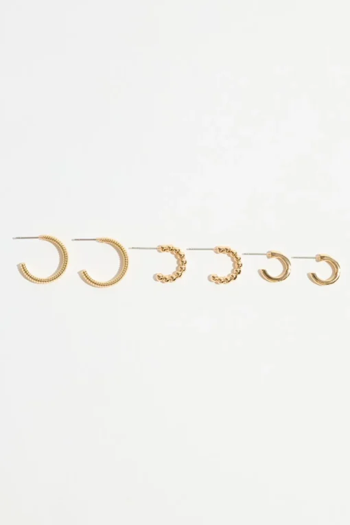 Dynamite 3-Pack Gradient Vintage Hoop Earrings White Cheap