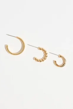 Dynamite 3-Pack Gradient Vintage Hoop Earrings White Cheap