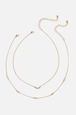 Dynamite 2-Pack Marquise Pave Necklaces White Shop
