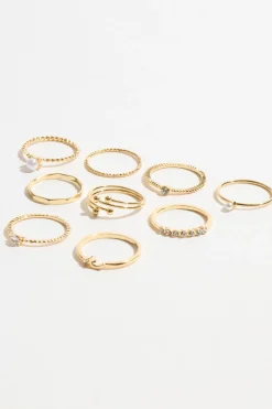 Dynamite 9-Pack Mini Pearl & Gem Rings White Store