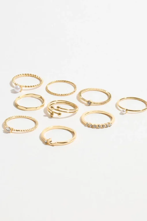 Dynamite 9-Pack Mini Pearl & Gem Rings White Store