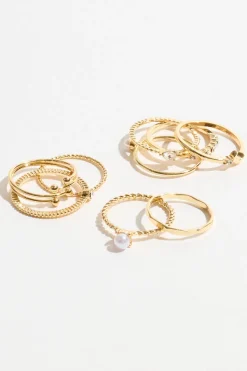 Dynamite 9-Pack Mini Pearl & Gem Rings White Store