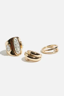 Dynamite 3-Pack Pearl Cocktail Rings White Online