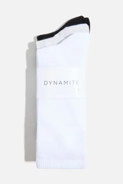 Dynamite 3-Pack Ribbed Crew Socks White Fashion