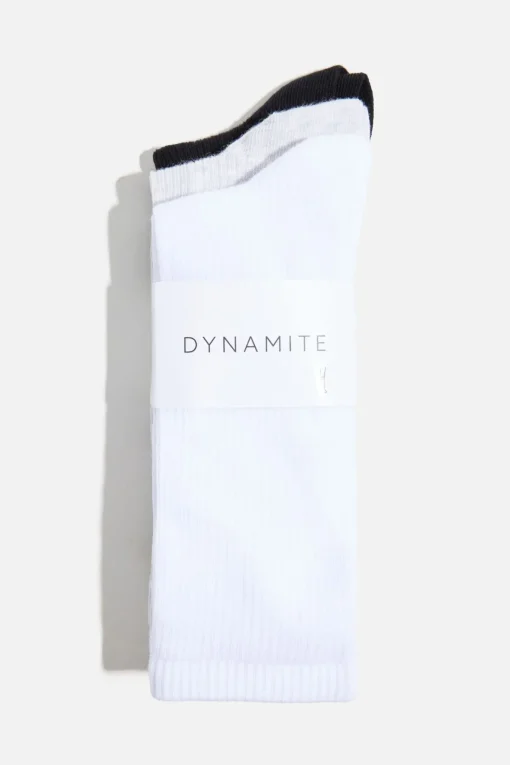 Dynamite 3-Pack Ribbed Crew Socks White Fashion