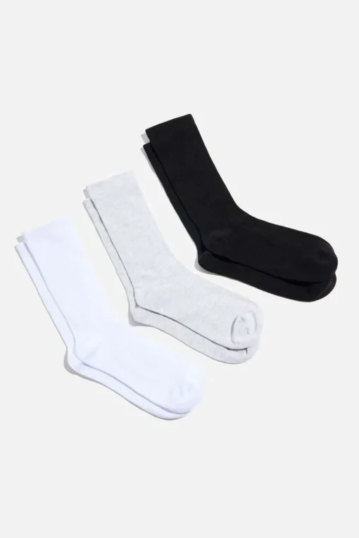 Dynamite 3-Pack Ribbed Crew Socks White Fashion