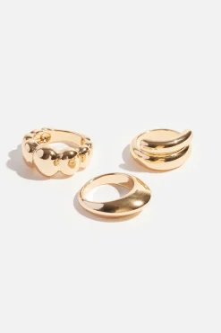 Dynamite 3-Pack Sculptural Rings Yellow Discount