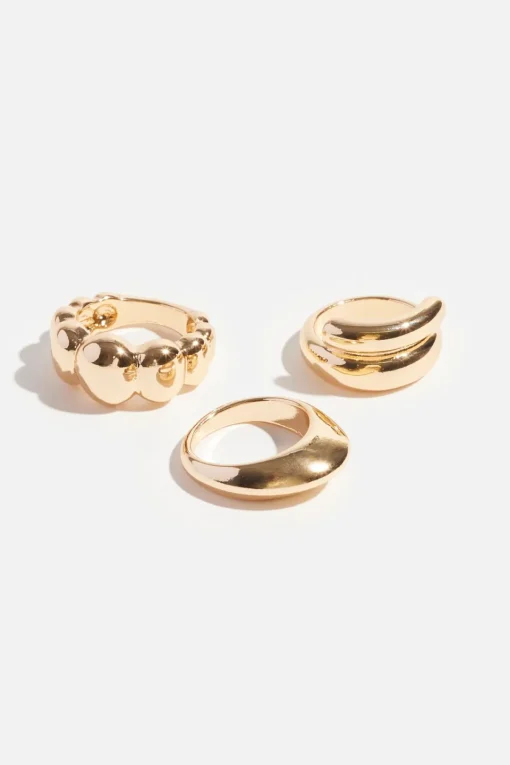 Dynamite 3-Pack Sculptural Rings Yellow Discount