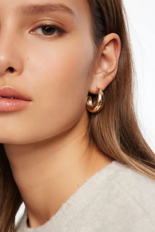 Dynamite 3-Pack Textured & Smooth Hoop Earrings YELLOW New