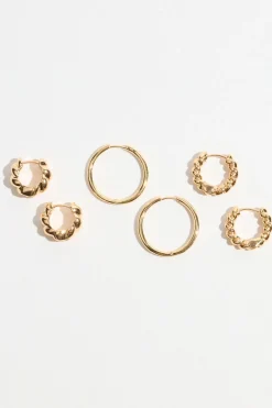 Dynamite 3-Pack Textured Hoop Earrings Yellow New