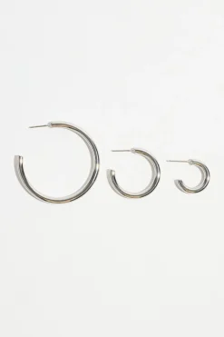 Dynamite 3-Pack Trio Hoop Earrings GREY Cheap