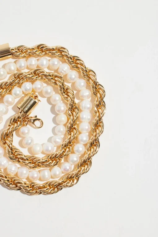 Dynamite 2-Pack Twist Rope & Pearl Necklaces White Outlet