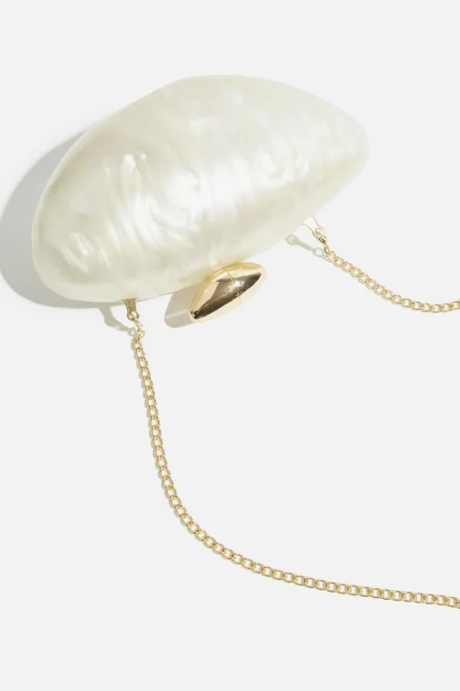 Dynamite Pearly Oval Clutch White Flash Sale