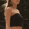 Dynamite Pleated Linen Tube Top Black Fashion