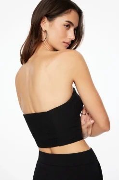 Dynamite Pleated Linen Tube Top Black Fashion