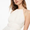 Dynamite Pleated Open Back Halter Top White Cheap