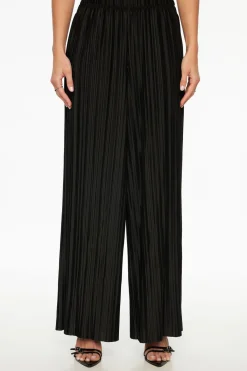 Dynamite Plissé Knit Wide Leg Pants Black Flash Sale