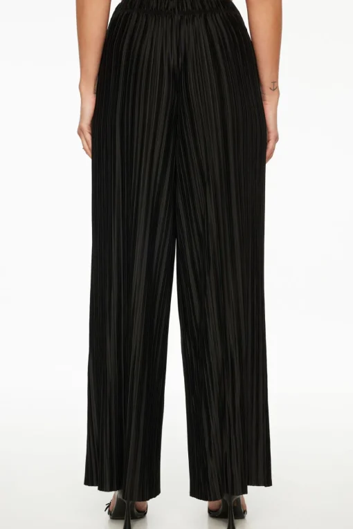 Dynamite Plissé Knit Wide Leg Pants Black Flash Sale