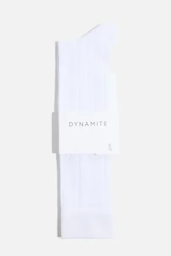 Dynamite Pointelle Calf High Socks White Outlet