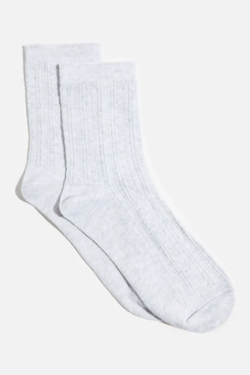 Dynamite Pointelle Crew Socks Gray Shop