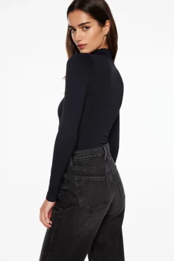 Dynamite Quinn Long Sleeve Mock Neck Bodysuit Black Best Sale