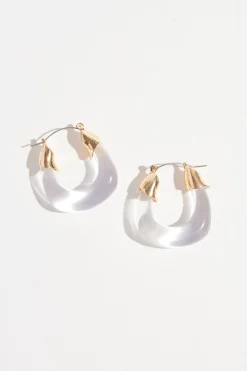 Dynamite Resin Loop Hoop Earrings White Cheap