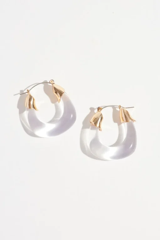 Dynamite Resin Loop Hoop Earrings White Cheap